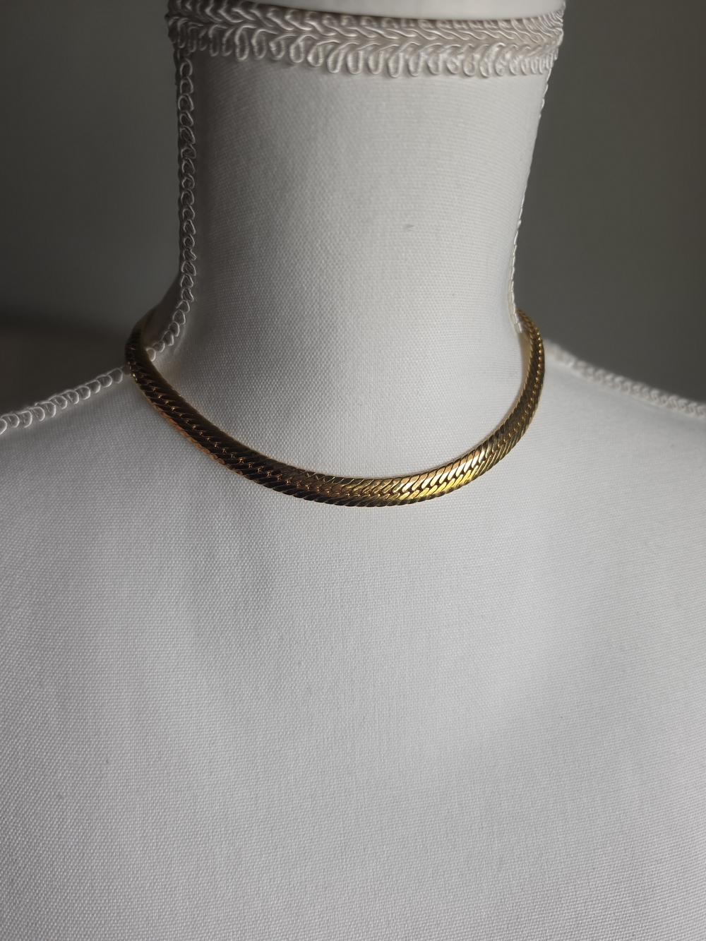 Gold Herringbone Choker Necklace Vintage